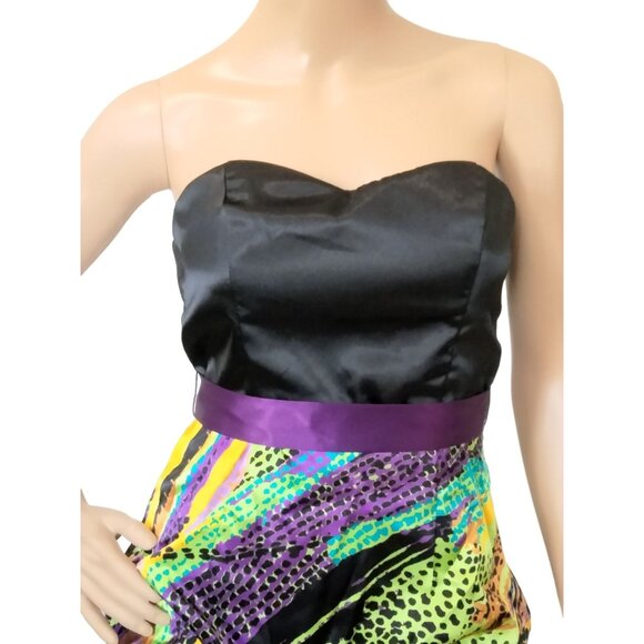 I.N. San Francisco Strapless Animal Print Party Dress Size 3 Multicolor - Picture 3 of 10